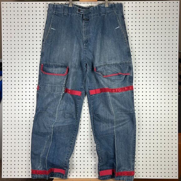 Marithe Francois Girbaud Jeans 42x34 Shuttle Tape Baggy Cargo Blue Hip Hop 90s - Picture 1 of 7